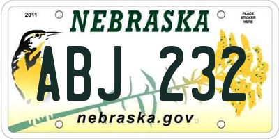 NE license plate ABJ232