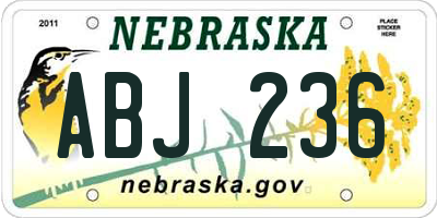 NE license plate ABJ236