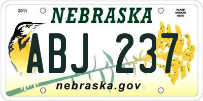 NE license plate ABJ237