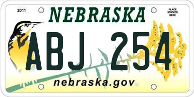 NE license plate ABJ254