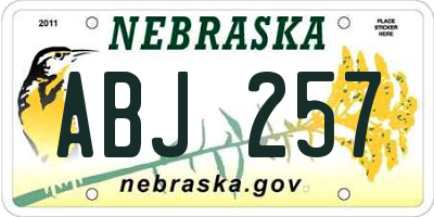 NE license plate ABJ257