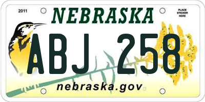 NE license plate ABJ258