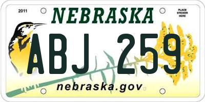 NE license plate ABJ259