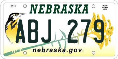 NE license plate ABJ279