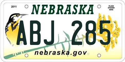 NE license plate ABJ285