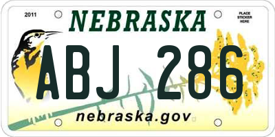 NE license plate ABJ286