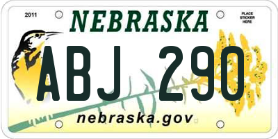 NE license plate ABJ290