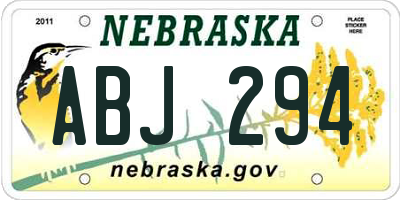 NE license plate ABJ294
