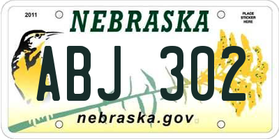 NE license plate ABJ302