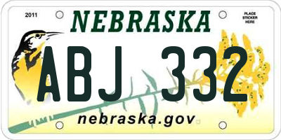 NE license plate ABJ332