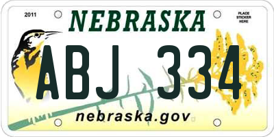 NE license plate ABJ334