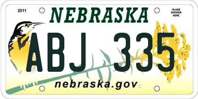 NE license plate ABJ335