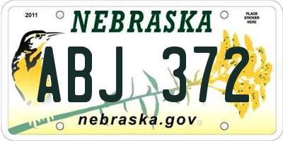 NE license plate ABJ372