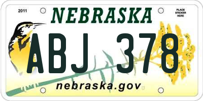 NE license plate ABJ378