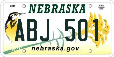 NE license plate ABJ501