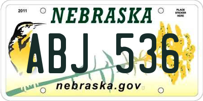 NE license plate ABJ536