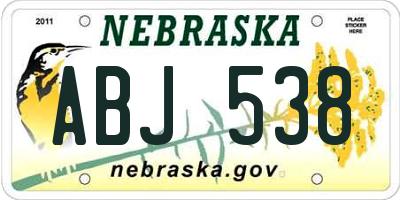 NE license plate ABJ538