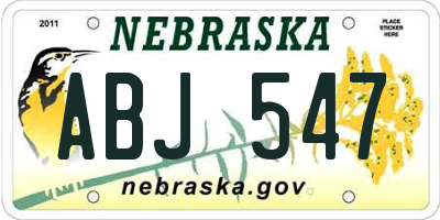 NE license plate ABJ547