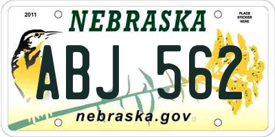 NE license plate ABJ562