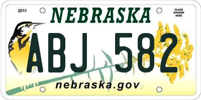 NE license plate ABJ582