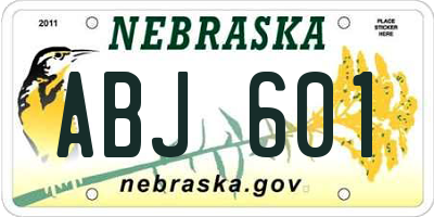 NE license plate ABJ601