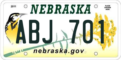 NE license plate ABJ701