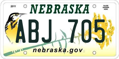 NE license plate ABJ705