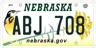NE license plate ABJ708