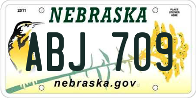 NE license plate ABJ709