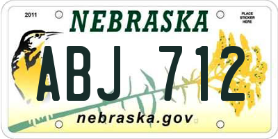 NE license plate ABJ712