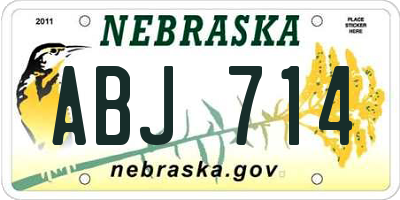 NE license plate ABJ714