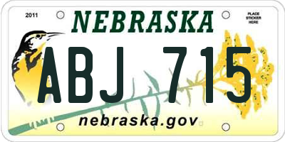 NE license plate ABJ715