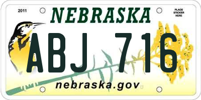 NE license plate ABJ716