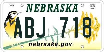 NE license plate ABJ718