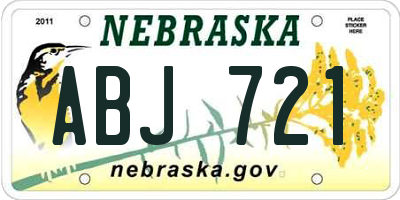 NE license plate ABJ721
