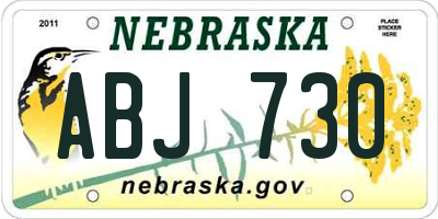 NE license plate ABJ730