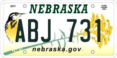 NE license plate ABJ731