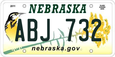 NE license plate ABJ732