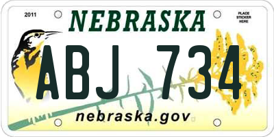 NE license plate ABJ734