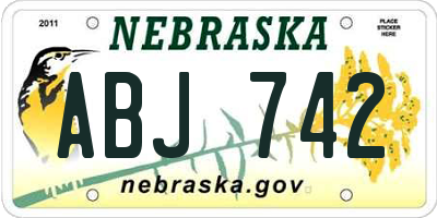 NE license plate ABJ742
