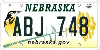 NE license plate ABJ748