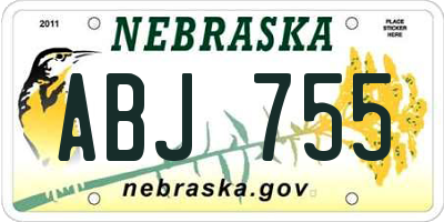 NE license plate ABJ755