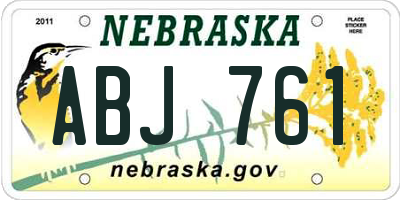 NE license plate ABJ761