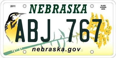 NE license plate ABJ767