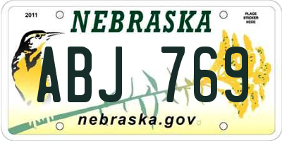 NE license plate ABJ769