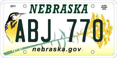 NE license plate ABJ770