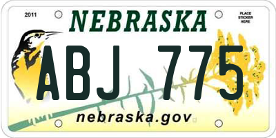 NE license plate ABJ775