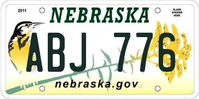 NE license plate ABJ776