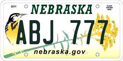 NE license plate ABJ777