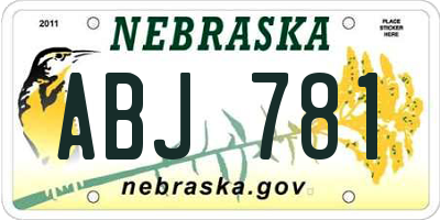 NE license plate ABJ781